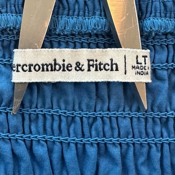 Abercrombie & Fitch Smocked Mini Dress Blue Women’s Size Large Tall (LT) - Picture 8 of 12